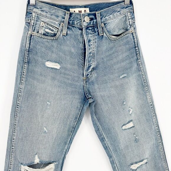 AMO Destroyed Loverboy Jeans Cropped Straight Distressed Retro Wash Women's 25 - Picture 4 of 12